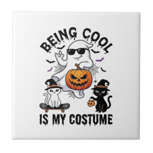 Cool Sein Ist Kostüm Halloween Geist Kürbis Katze_ Fliese