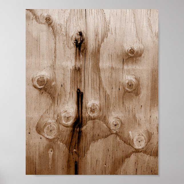 Cool Sepia Wood Grain Knot Texture Poster (Vorne)