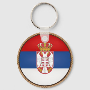 Cool Serbia Flag Seal Schlüsselanhänger