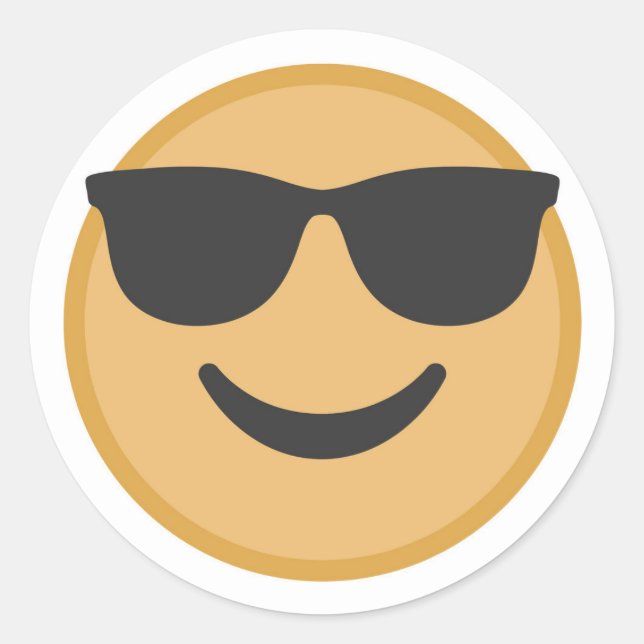 Cool Shades Emoji Face Runder Aufkleber (Vorderseite)