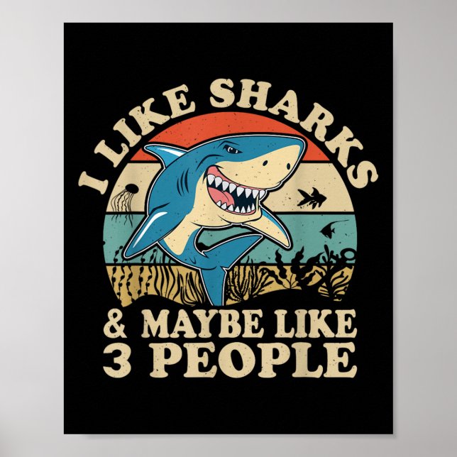 Cool Shark Art Men Great White Hammerhead Sh Poster (Vorne)