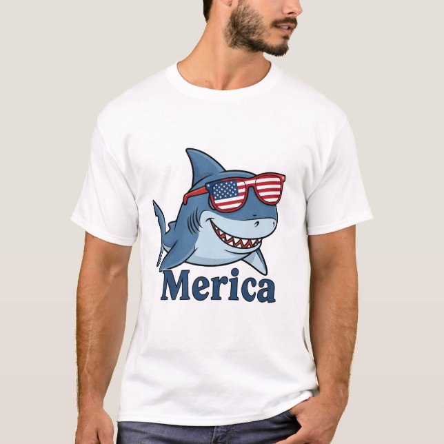 Cool Shark USA Sonnenbrille - Unabhängigkeitstag T T-Shirt (Vorderseite)
