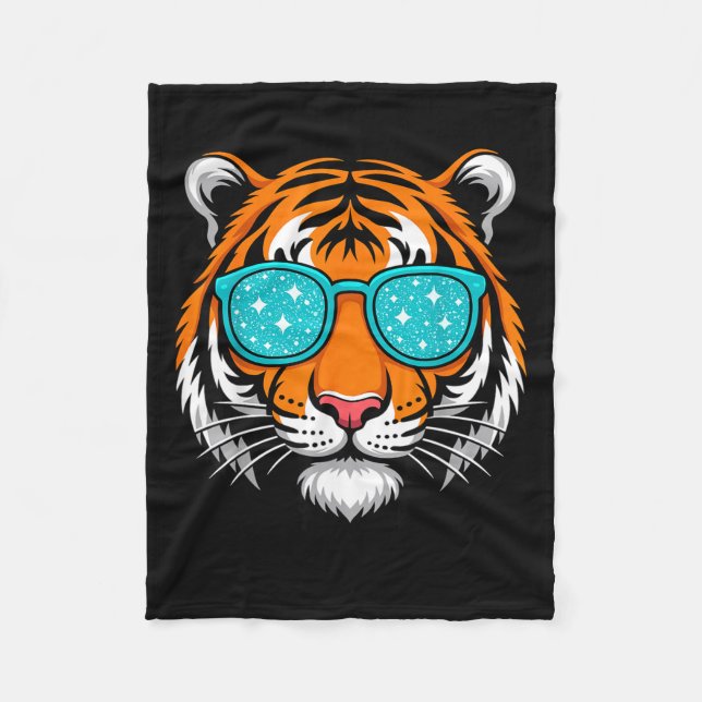 Cool Shirts For Boys Kids, Funny Tiger Sungles  Fleecedecke (Vorderseite)