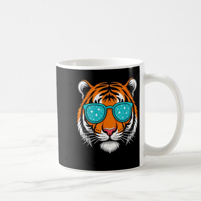 Cool Shirts For Boys Kids, Funny Tiger Sungles  Kaffeetasse (Rechts)