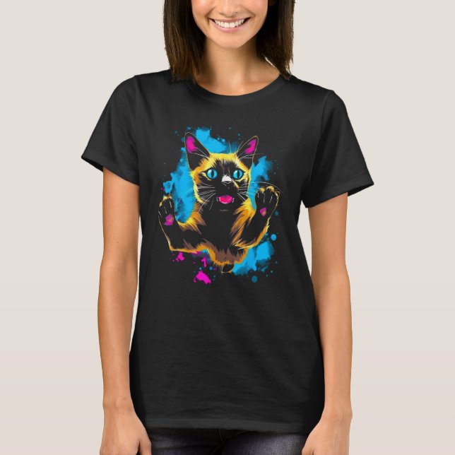 Cool Siamese Cat T-Shirt (Vorderseite)