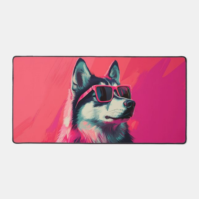 Cool Siberian Husky dog with sunglasses Schreibtischunterlage (Vorderseite)