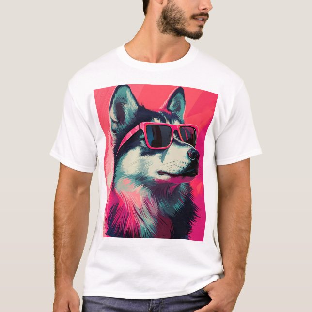 Cool Siberian Husky dog with sunglasses T-Shirt (Vorderseite)