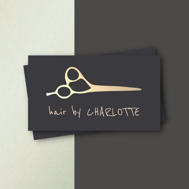 Cool Simple Faux Gold Scissors Hair Stylist Visitenkarte (Von Creator hochgeladen)