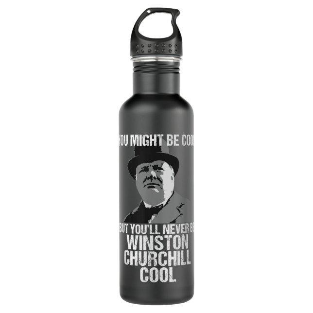 Cool Sir Winston Churchill Funny Britische Geschic Edelstahlflasche (Vorderseite)