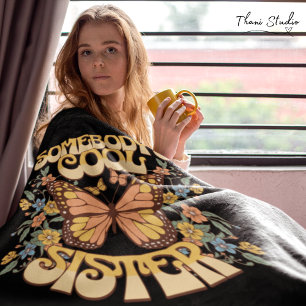 Cool Sister Butterfly Wilde Blume Vintag Retro Fleecedecke