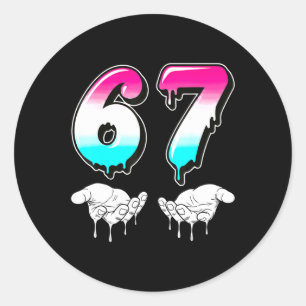 Cool Six Seven 6 7 Meme Gen Alpha Slang Kostüm Ma Runder Aufkleber