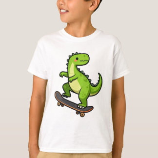 Cool Skateboarding Dinosaur Kids T-Shirt Design