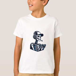 Cool Skeleton Gamer Kids T - Shirt - Fun Gaming Sk