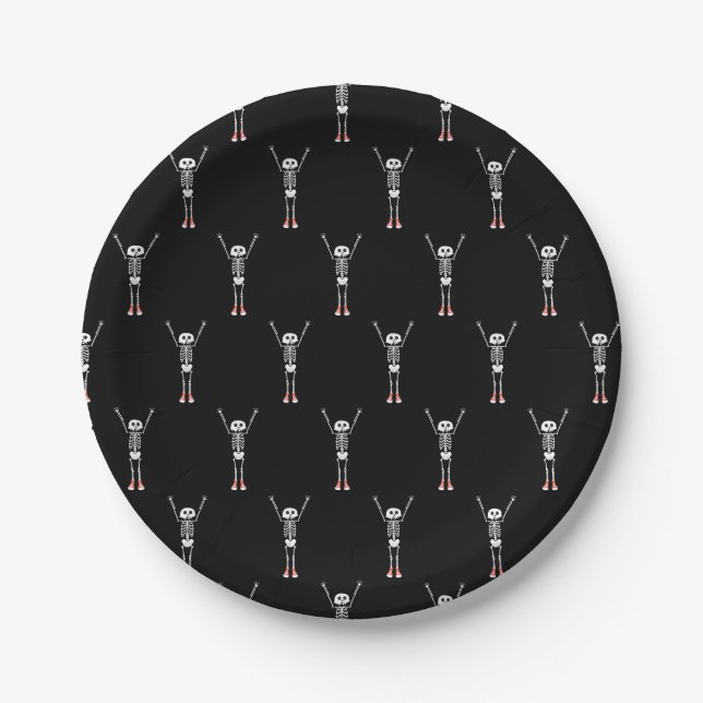 Cool Skeleton Halloween Pattern Pappteller (Vorderseite)