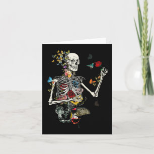 Cool Skeletton Pflanze Natur Blume Halloween Karte