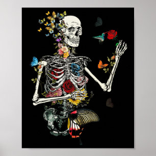 Cool Skeletton Pflanze Natur Blume Halloween Poster