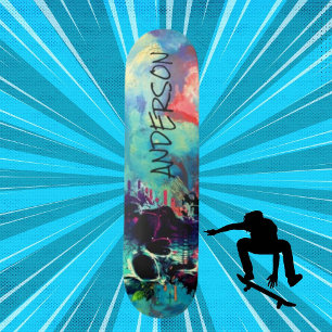 Cool Skull Blau Personalisiert Skateboard