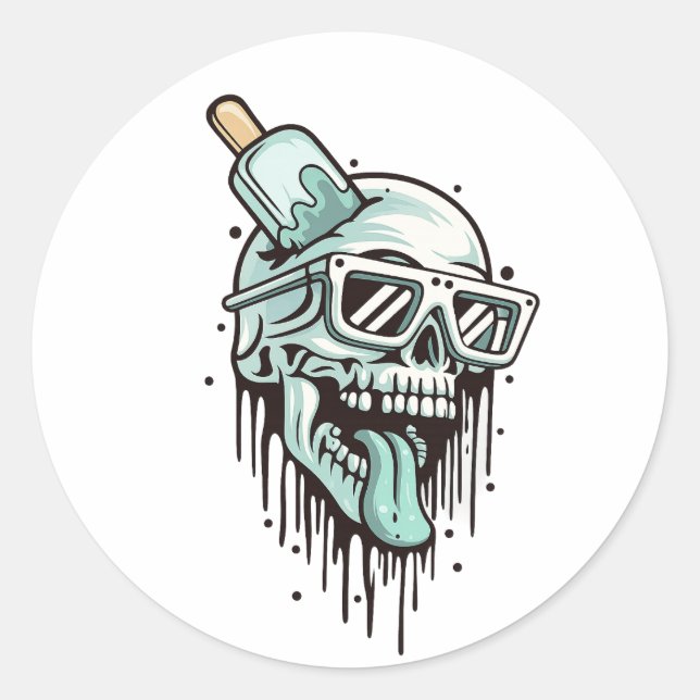 Cool Skull Hoodie & Shades Sticker - Edgy Streetwe (Vorderseite)