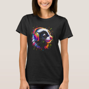 Cool Skunk Headphone Music Art Weihnachten T-Shirt