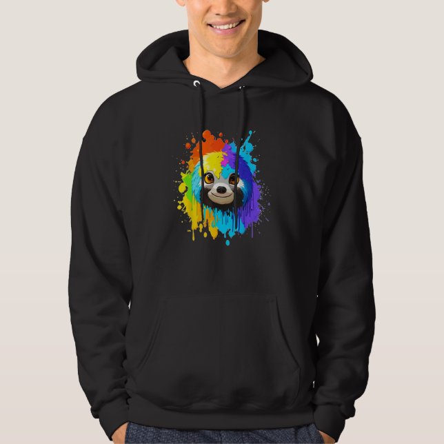 Cool Sloth Cute Colourful Splash Sloth Hoodie (Vorderseite)