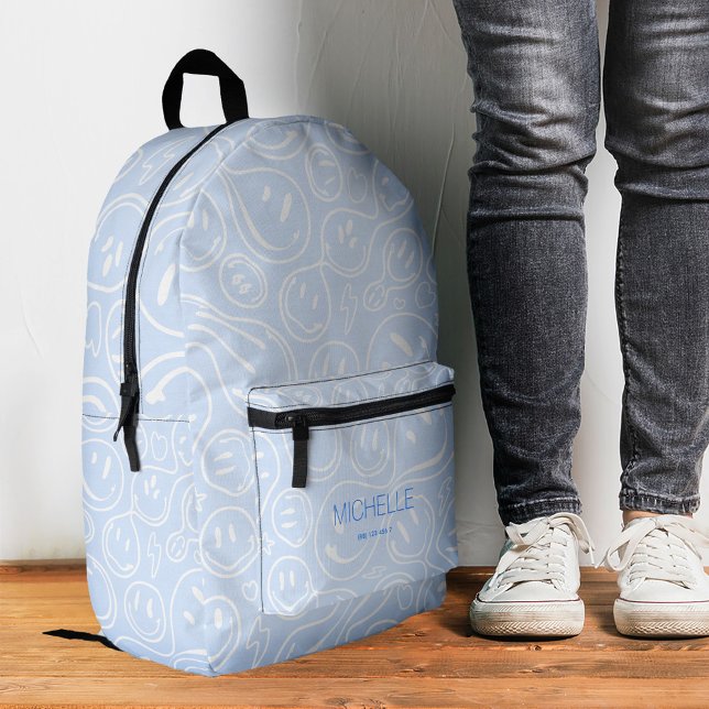 Cool Smile Girly Teen Trendy Sky Blue Bedruckter Rucksack (Cool Smile Girly Teen Trendy Sky Blue Printed Backpack
)