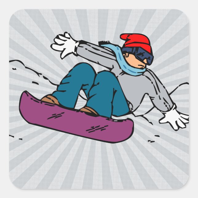Cool Snowboarden | Snowboarder |Snowboard Quadratischer Aufkleber (Vorderseite)