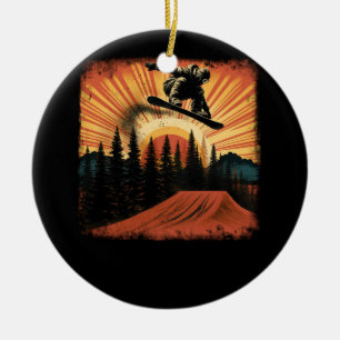 Cool Snowboarden Vintag Snowboarder Sonnenuntergan Keramik Ornament