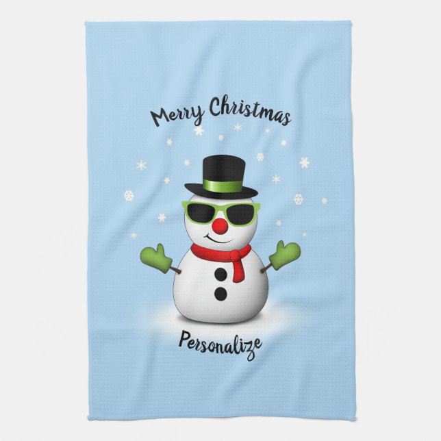 Cool Snowman Adorable Smirk Weihnachtsmann persona Geschirrtuch (Vertikal)