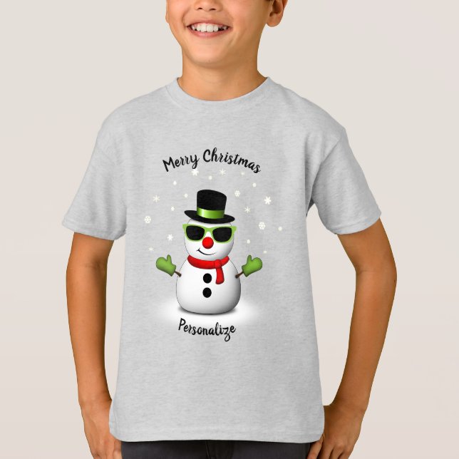 Cool Snowman Adorable Smirk Weihnachtsmann persona T-Shirt (Vorderseite)