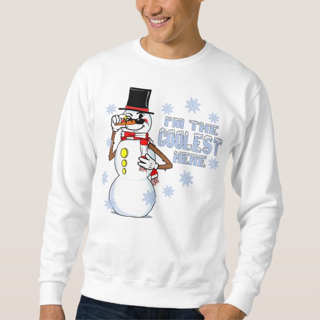 Cool Snowman Funny RubberHose Retro Winter Cartoon Sweatshirt (Vorderseite)