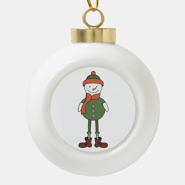 Cool Snowman Keramik Kugel-Ornament (Vorderseite)