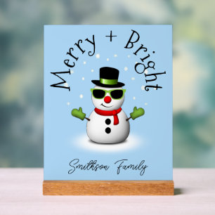 Cool Snowman Merry Bright Weihnachts Custom Family Acrylschild