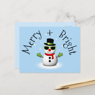Cool Snowman Merry Bright Weihnachts Custom Family Postkarte