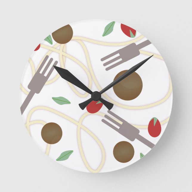 Cool Spaghetti Meatballs Muster Runde Wanduhr (Vorderseite)