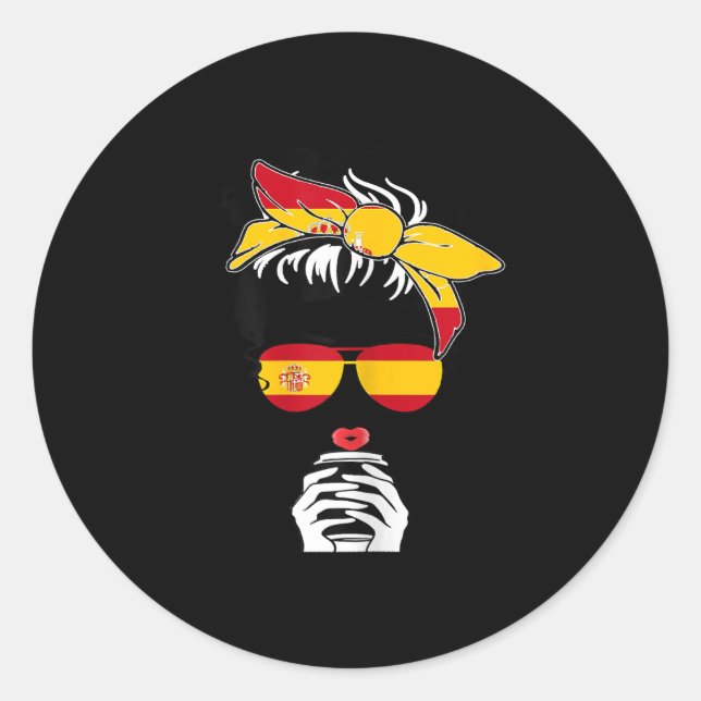 Cool Spanish Coffee Mama Mom Girl Sis Aunt Spain F Runder Aufkleber (Vorderseite)
