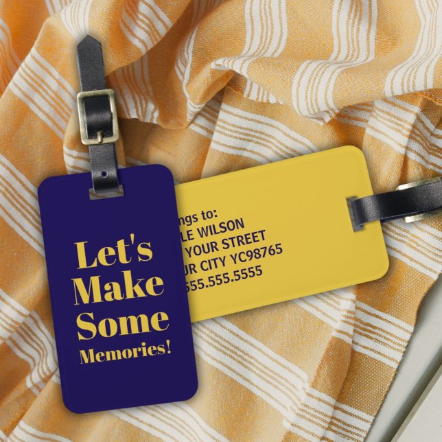 Cool Spaß Blue Golden Yellow Summer Vibes Gepäckanhänger (Von Creator hochgeladen)