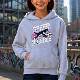 Cool Speed Dribble Cat Soccer For Athletes & Gamer Hoodie
