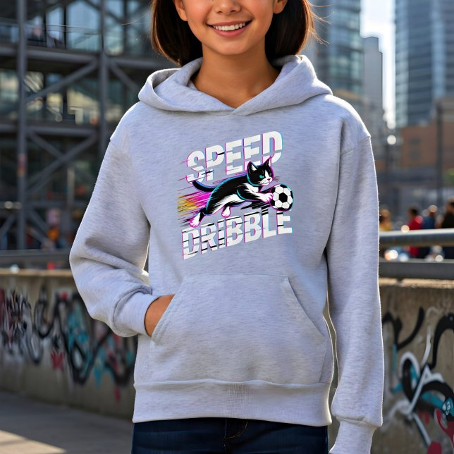 Cool Speed Dribble Cat Soccer For Athletes & Gamer Hoodie (Von Creator hochgeladen)