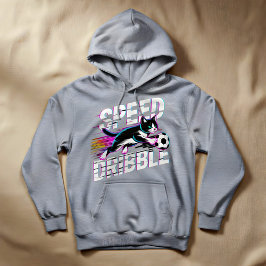 Cool Speed Dribble Cat Soccer For Athletes & Gamer Hoodie