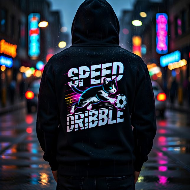 Cool Speed Dribble Cat Soccer For Athletes & Gamer Hoodie (Von Creator hochgeladen)