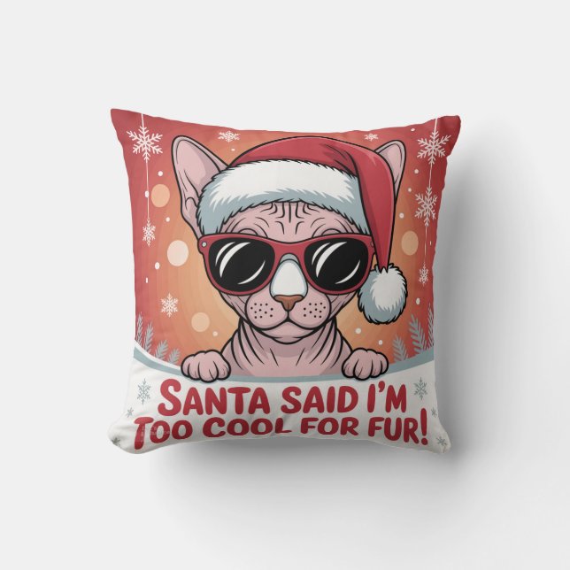 Cool Sphynx Cat Christmas Santa Design Kissen (Vorderseite)