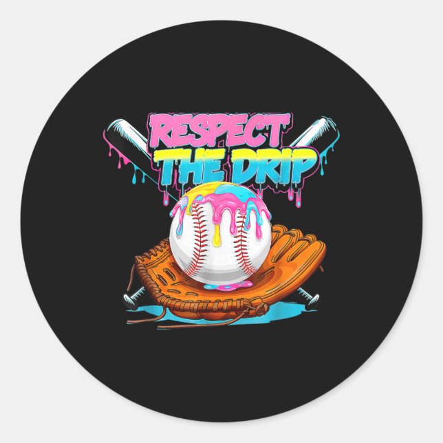 Cool Sport Baseball Zuhause Plate Tropfen mit Spri Runder Aufkleber (Vorderseite)