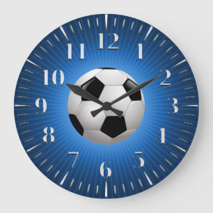 Cool Sport Soccer   Football Blue Große Wanduhr