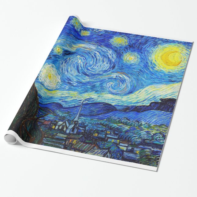 Cool Starry Night Vincent Van Gogh Gemälde ART Geschenkpapier (Ungerollt)