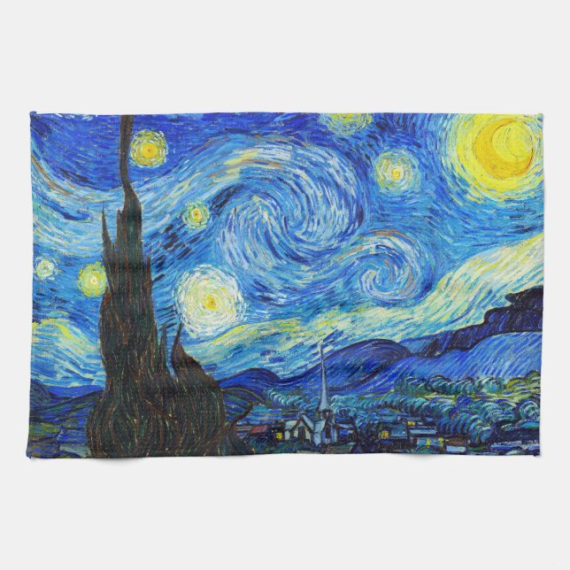 Cool Starry Night Vincent Van Gogh Gemälde Handtuch (Horizontal)
