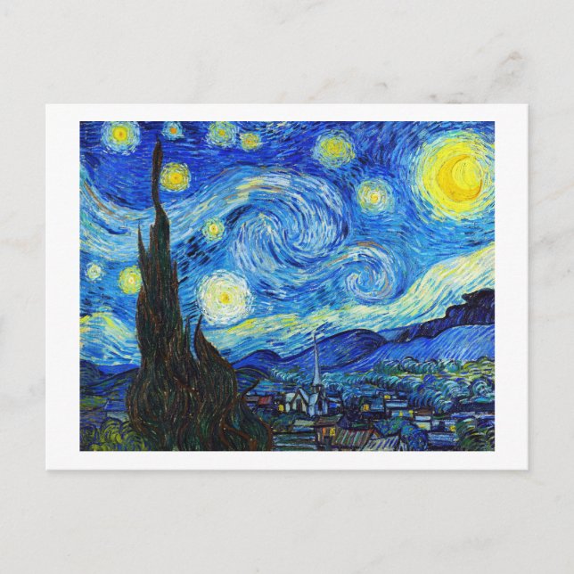 Cool Starry Night Vincent Van Gogh Gemälde Postkarte (Vorderseite)