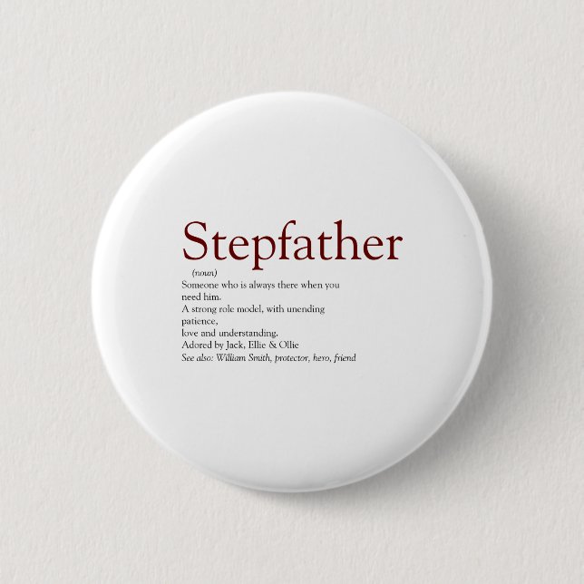 Cool Stepfather Stepdad Definition Fun Gray Kids  Button (Vorderseite)