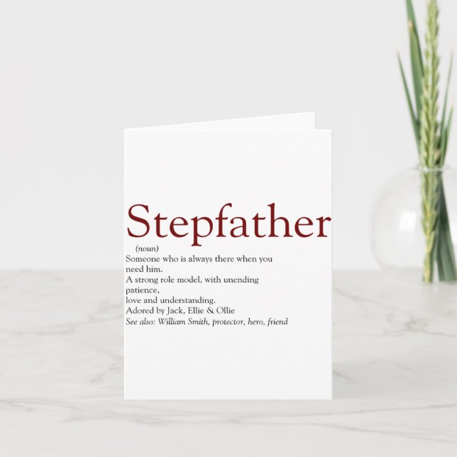 Cool Stepfather Stepdad Definition Fun Gray Kids  Karte (Vorderseite)