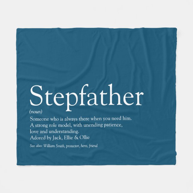 Cool Stepfather, Stepdad Definition Modernes Blau Fleecedecke (Vorderseite (Horizontal))