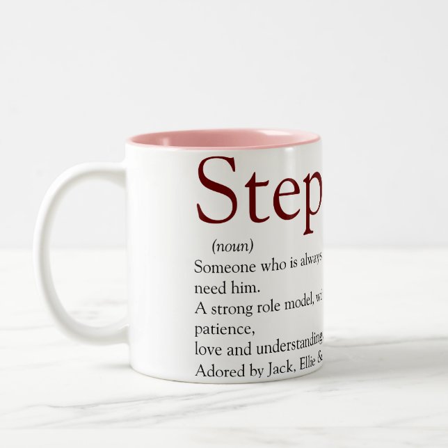 Cool Stepfather, Stepdad Definition Spaß grau pink Zweifarbige Tasse (Links)